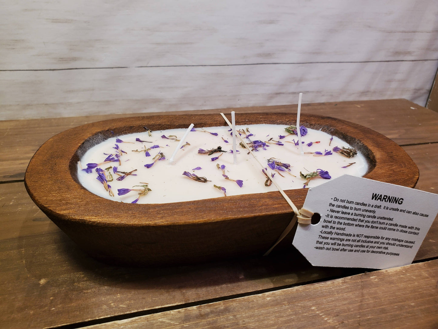 Rustic Charm - 3 Wick Scented Candle in a Wooden Dough Bowl