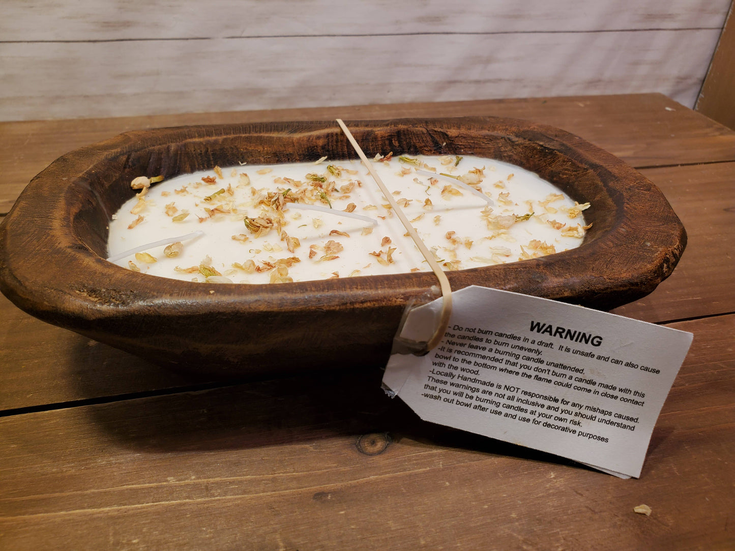 Rustic Charm - 3 Wick Scented Candle in a Wooden Dough Bowl