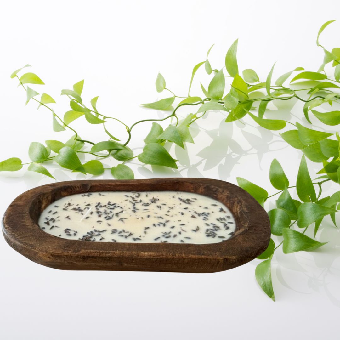 Rustic Charm - 3 Wick Scented Candle in a Wooden Dough Bowl